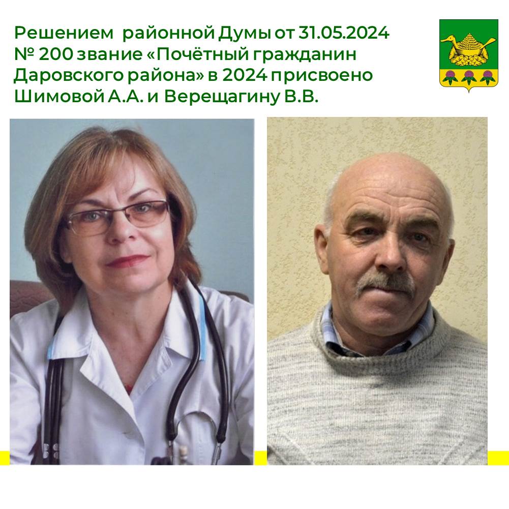 О присвоении звания &quot;Почётный гражданин Даровского района&quot; в 2024 году.